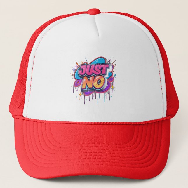 Casquette Just No – Graffiti Pop Streetwear Trucker Hat (Devant)