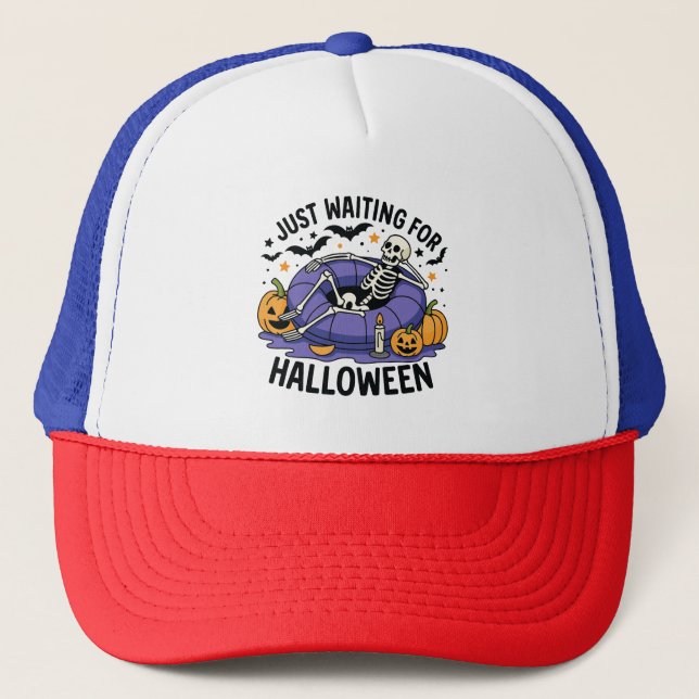 Casquette Just Waiting for Halloween – Funny Spooky Season (Devant)