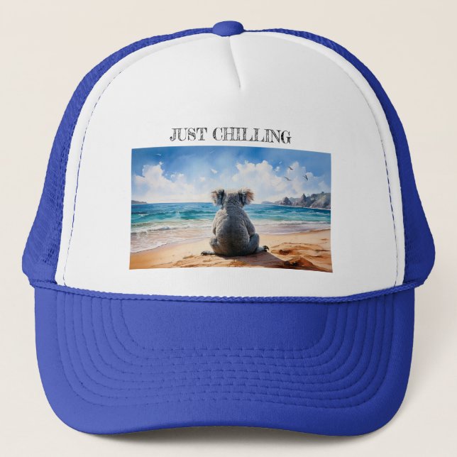 Casquette Juste Chilling Koala regarder l'océan (Devant)