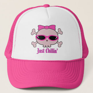 Casquette Juste crâne rose de bande dessinée de Chillin avec