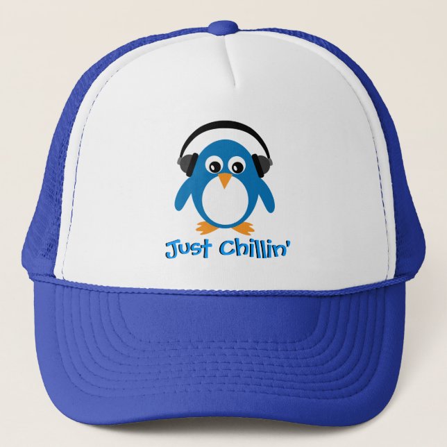 Casquette Juste pingouin de Chillin avec des écouteurs (Devant)