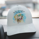 Casquette Juste Rocking Les Années D'Or Drôle Pun Retraite<br><div class="desc">Drôle cadeau de retraite avec un récupérateur d'or cool sur une plage tropicale. Design original réalisé à partir d'une de nos aquarelles peintes à la main.</div>