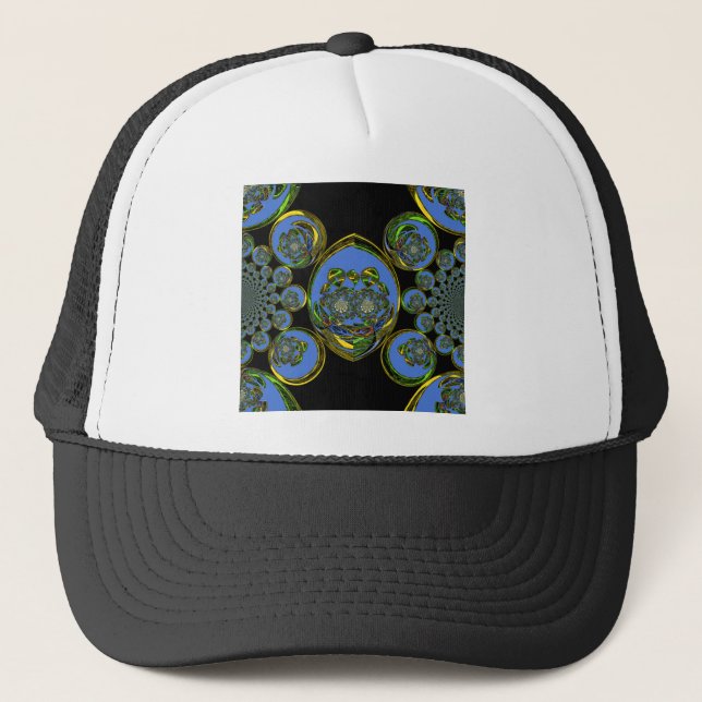 Casquette Kaleidoscope bleu et jaune Imprimer (Devant)