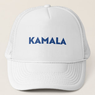 Casquette Kamala, blanc et bleu, typographie moderne et auda