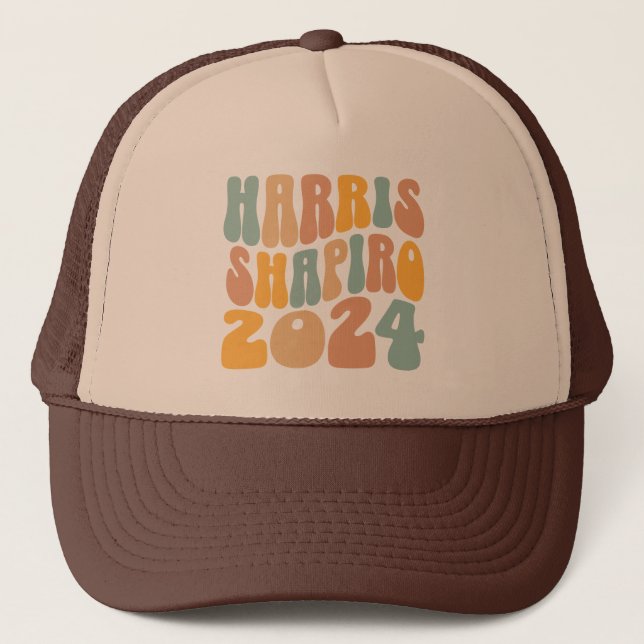 Casquette Kamala Harris Shapiro Texte Ondulé Rétro Branché (Devant)