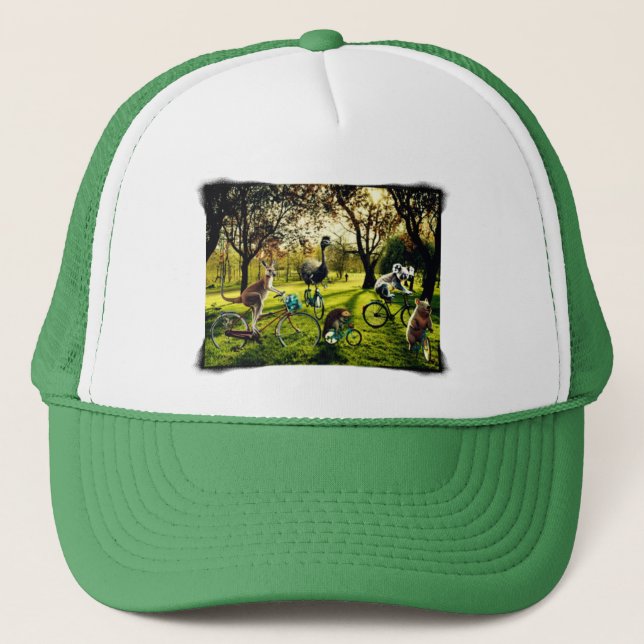 Casquette Kangourou Koala Wombat Émeu Cyclisme Drôle (Devant)