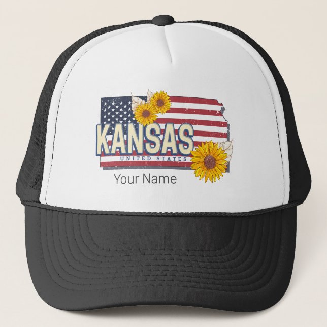 Casquette Kansas États-Unis Retro State Map Vintage USA (Devant)