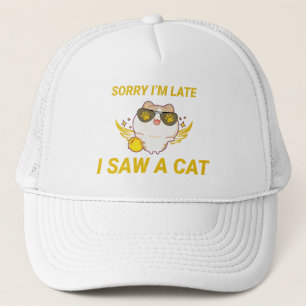Casquette Kawaii Chat drôle Désolé, je suis en retard, j'a