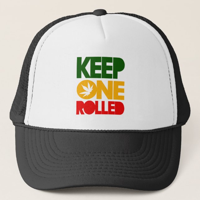 Casquette Keep one rolled - Herb Rasta Reggae - Trucker Cap (Devant)