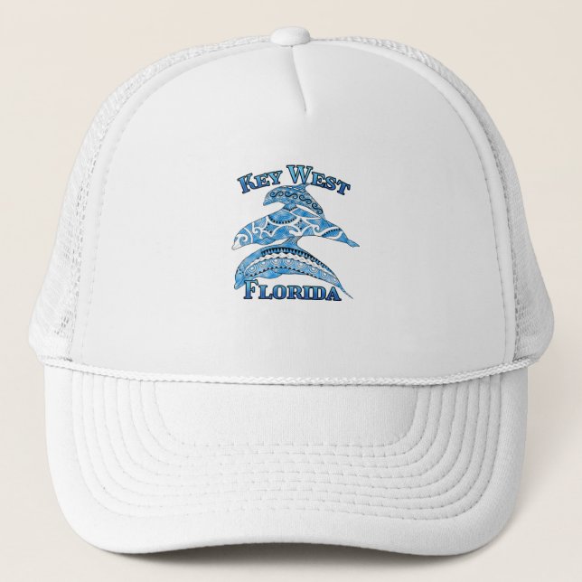 Casquette Key West Florida Vacances Dauphins Tribaux (Devant)
