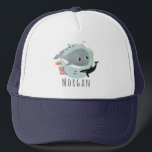 Casquette Kids Cute Blue Ocean Whale and Sea Fish<br><div class="desc">This cute and modern kids trucker hat design features a blue whale,  fish,  orca,  and seaweed,  and space for your to add your child's name. The perfect gift for any ocean lover!</div>