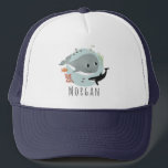 Casquette Kids Cute Blue Ocean Whale and Sea Fish<br><div class="desc">This cute and modern kids trucker hat design features a blue whale,  fish,  orca,  and seaweed,  and space for your to add your child's name. The perfect gift for any ocean lover!</div>