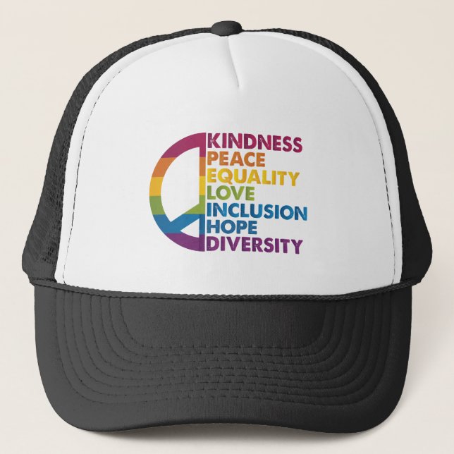 Casquette Kindness Peace Equality Love Inclusion Hope Divers (Devant)