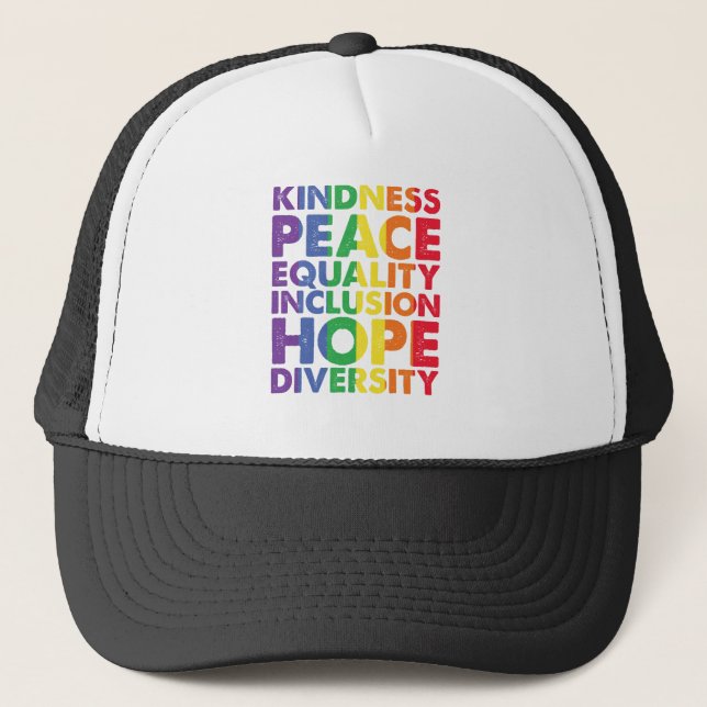 Casquette Kindness Peace Equality Love Inclusion Hope LGBT (Devant)