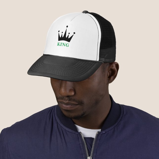 Casquette KING Texte avec Logo Couronne Noire Imprimé Hommes (En situation)