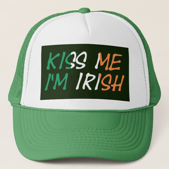 Casquette Kiss Me Je suis irlandais sur Irish Flag c'est (Devant)