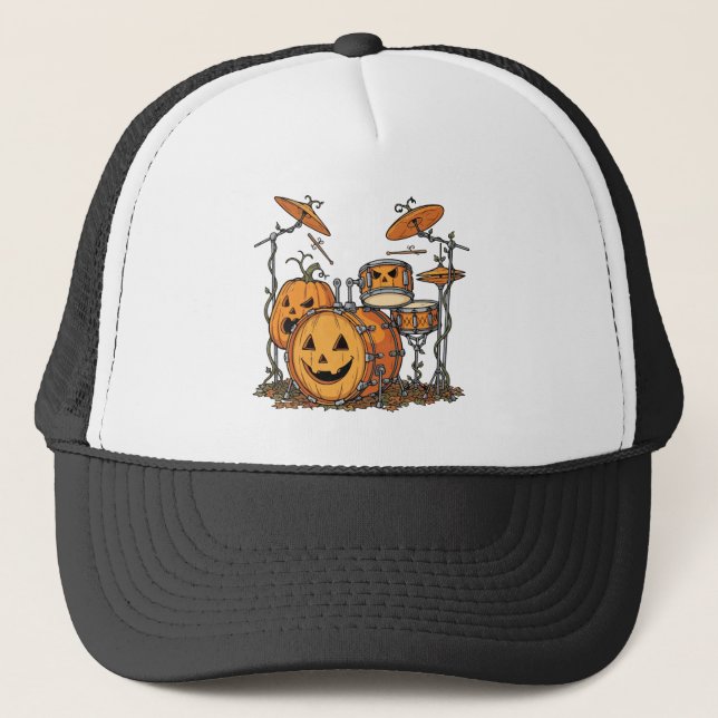 Casquette Kit de batterie citrouille d'Halloween (Devant)