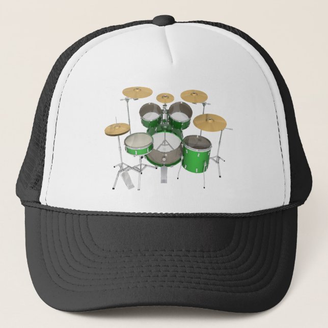 Casquette Kit de batterie vert : (Devant)