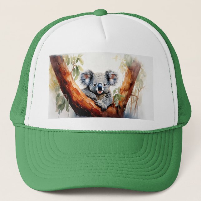 Casquette Koala assis dans un eucalyptus (Devant)