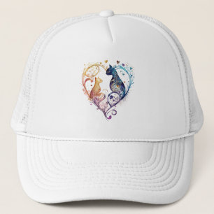 Casquette Kuraudea un mignon chat d'amour fleuri en forme de