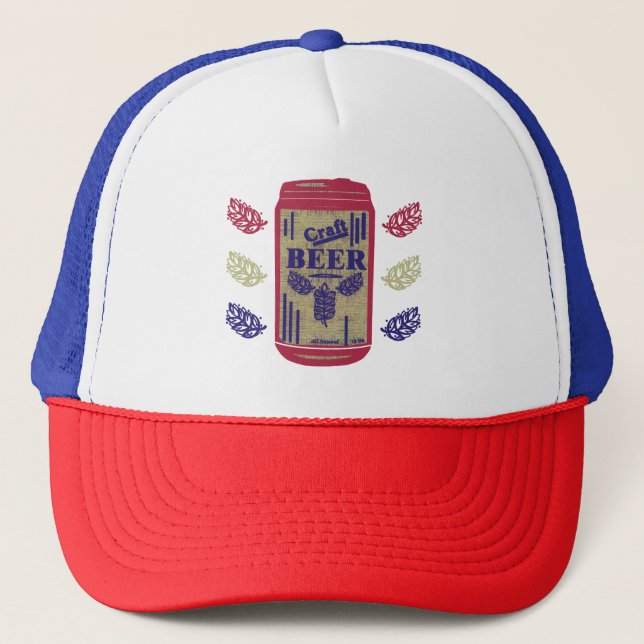 Casquette La bière artisanale peut rouge blanc et bleu Fondu (Devant)