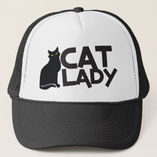 Casquette la dame de chat avec le jaune furtif de chat noir