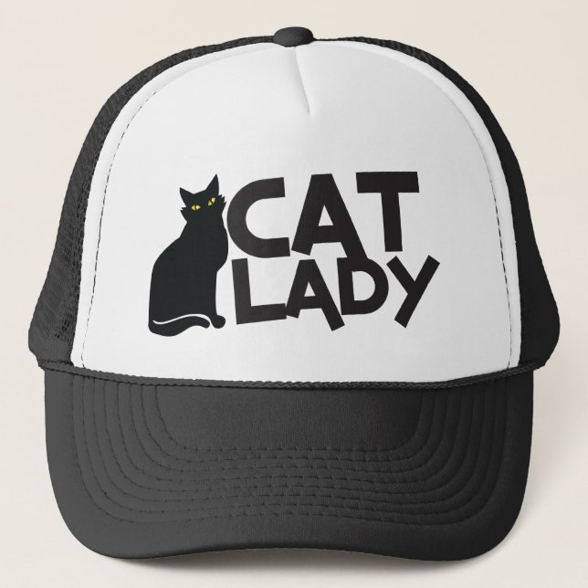 Casquette la dame de chat avec le jaune furtif de chat noir (Devant)