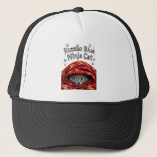 Casquette La Furtive et Empesée : Chat Ninja Bleu Russe