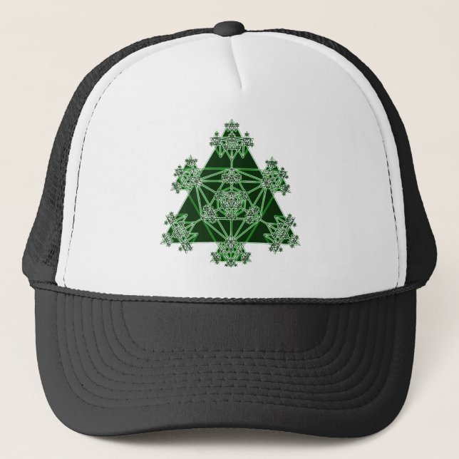 Casquette La géométrie sacrée : Triangles vertes : (Devant)
