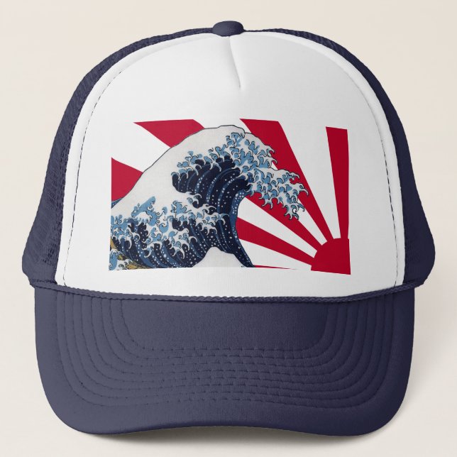 Casquette "La Grande Vague au large de Kanagawa"+"Le drapeau (Devant)