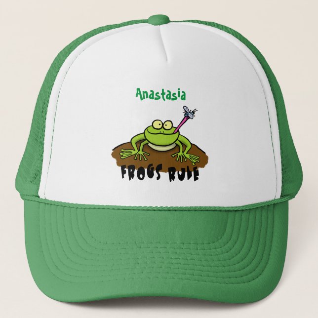 Casquette La grenouille règle drôle dessin de grenouille ver (Devant)