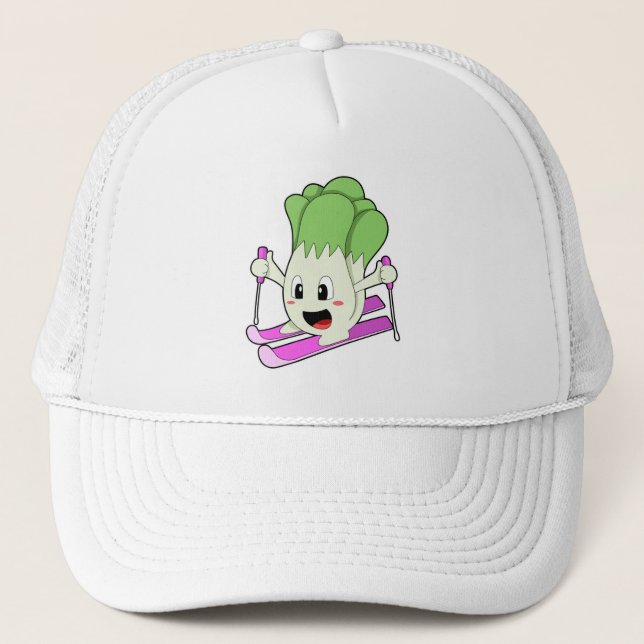 Casquette La laitue comme skieur avec ski (Devant)