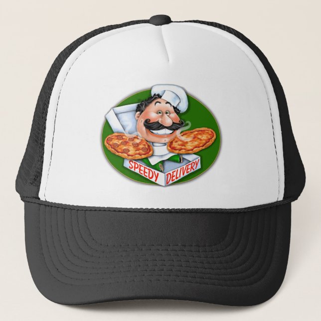 Casquette La livraison rapide de pizza de chef italien fou (Devant)