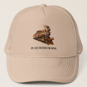 Casquette La locomotive joue avec des trains ou texte person