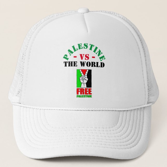 Casquette La Palestine Contre Le Monde. Chapeau de camion Pa (Devant)