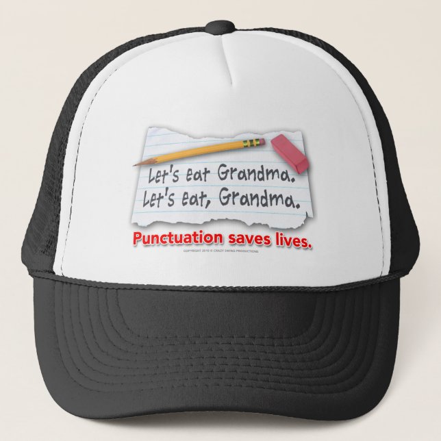 Casquette La ponctuation sauve les vies (Devant)