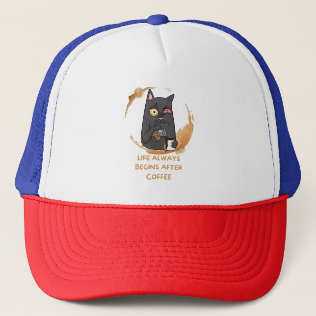 Casquette la vie commence toujours après le café (Devant)