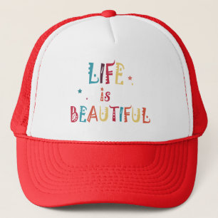 Casquette la vie de texte coloré est belle et les étoiles