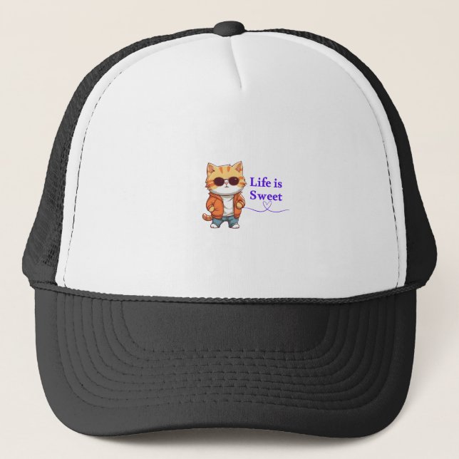 Casquette La vie est douce – Conception de chat cool mignon  (Devant)