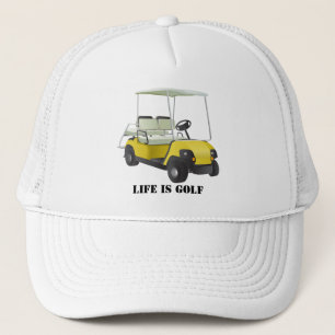 Casquette La vie est Golf Golfer Panier Jaune Blanc Ball Cas