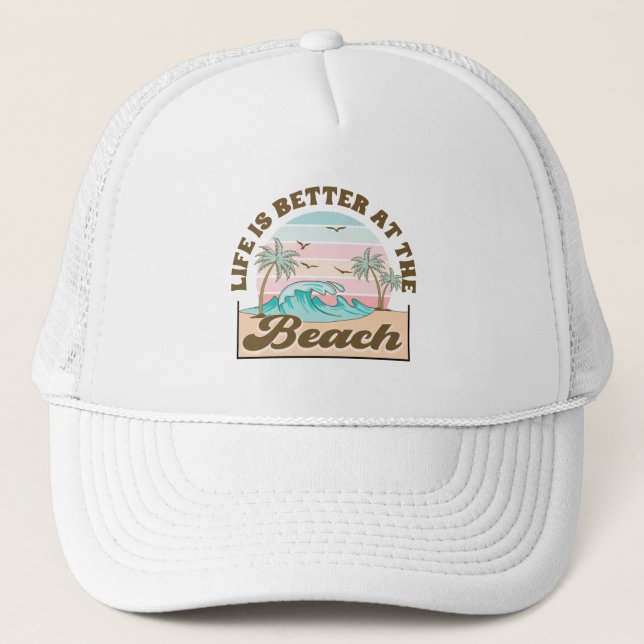Casquette La vie est meilleure à la plage Été Tropical (Devant)