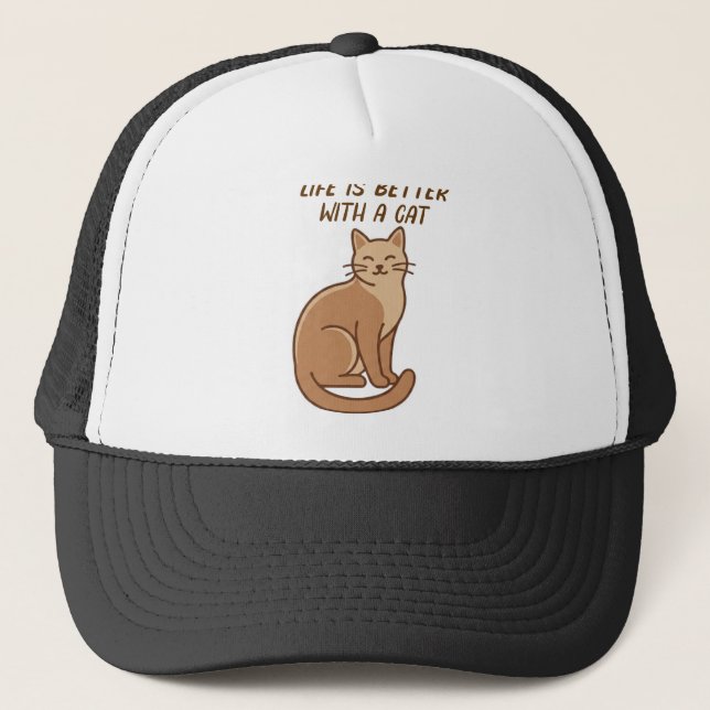 Casquette La vie est meilleure avec un chat – Création migno (Devant)