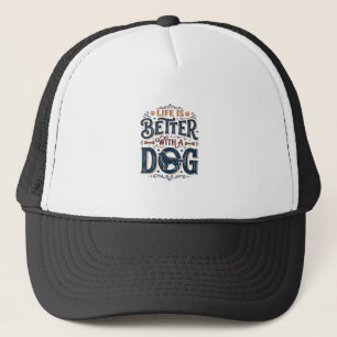 Casquette La vie est meilleure avec un chien dessin de gravu