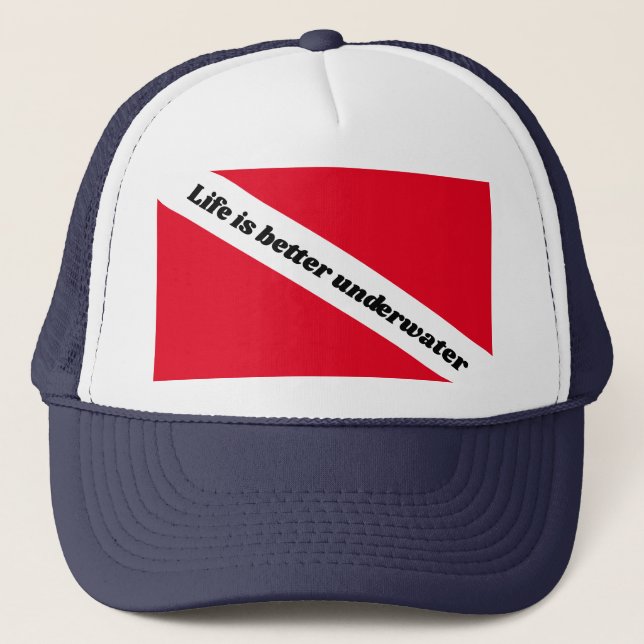 Casquette La vie est meilleure plongée sous-marine drapeau (Devant)