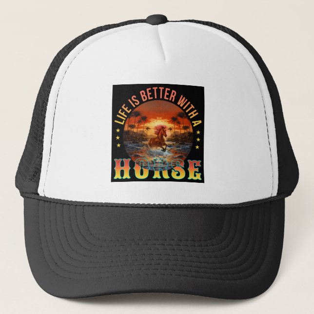 CASQUETTE LA VIE EST MIEUX AVEC UN CHEVAL (Devant)