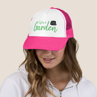 Casquette La vie est un jardin chapeau rose