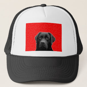 Casquette Labrador noir avec Coeurs rouges