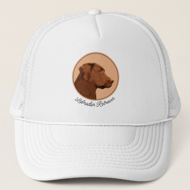 Casquette Labrador Retriever (Chocolat) Peinture - Chien Art (Devant)