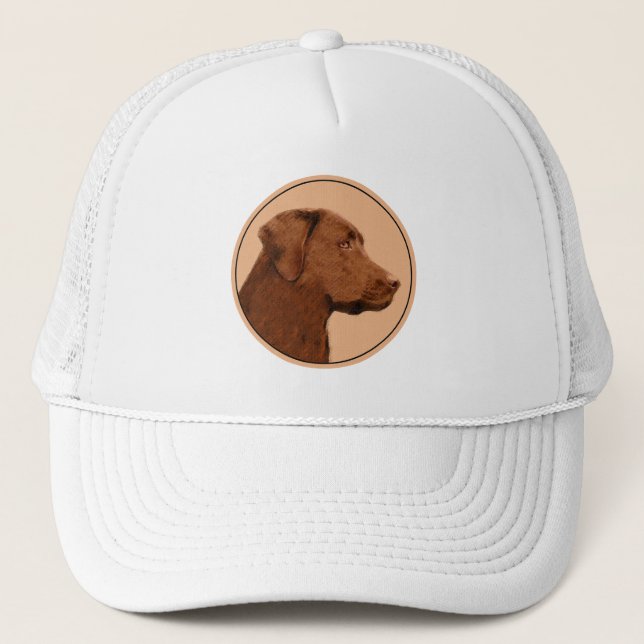 Casquette Labrador Retriever (Chocolat) Peinture - Chien Art (Devant)
