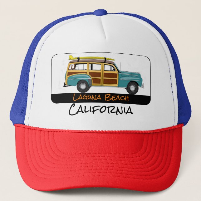Casquette Laguna Beach Californie Surf Woody Trucker Chapeau (Devant)